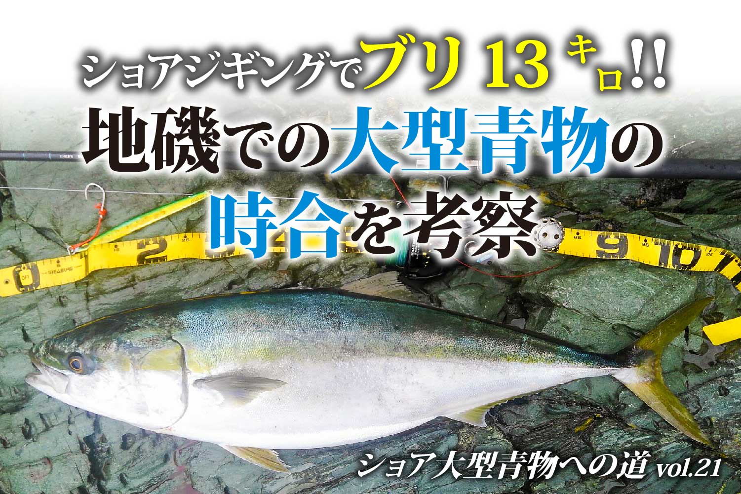 ショアジギングでブリ13㌔!! 地磯での大型青物の時合を考察｜【ショア